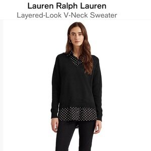Ralph Lauren Women's Layered-Look V-Neck Cotton Sweater